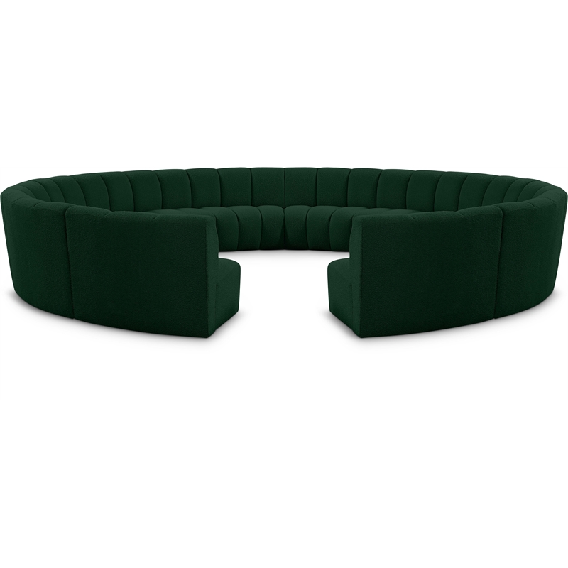 Meridian Furniture Infinity Green Boucle Fabric 12pc. Modular Sectional