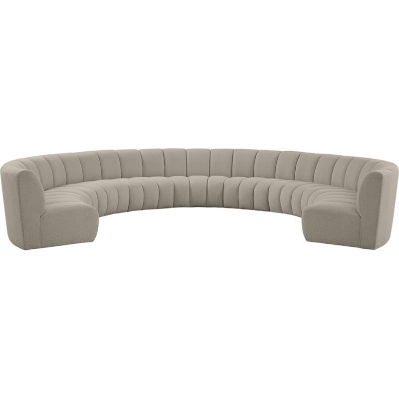 Meridian Furniture Infinity Brown Boucle Fabric 9pc. Modular Sectional