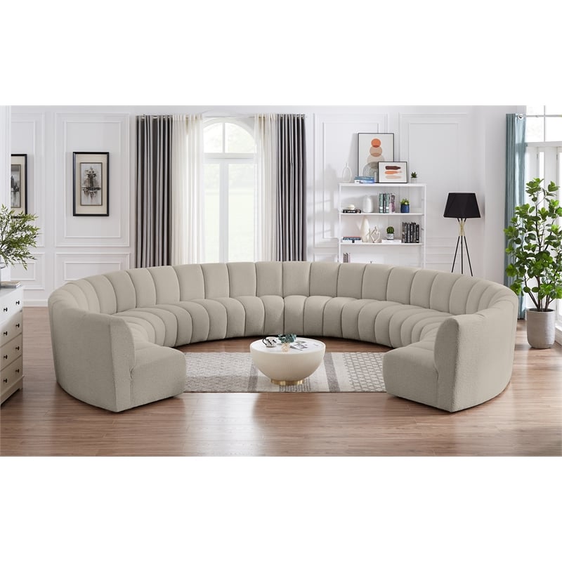 Meridian Furniture Infinity Brown Boucle Fabric 10pc. Modular Sectional