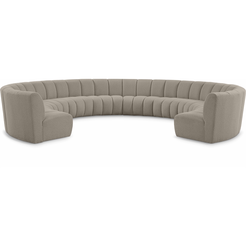 Meridian Furniture Infinity Brown Boucle Fabric 10pc. Modular Sectional