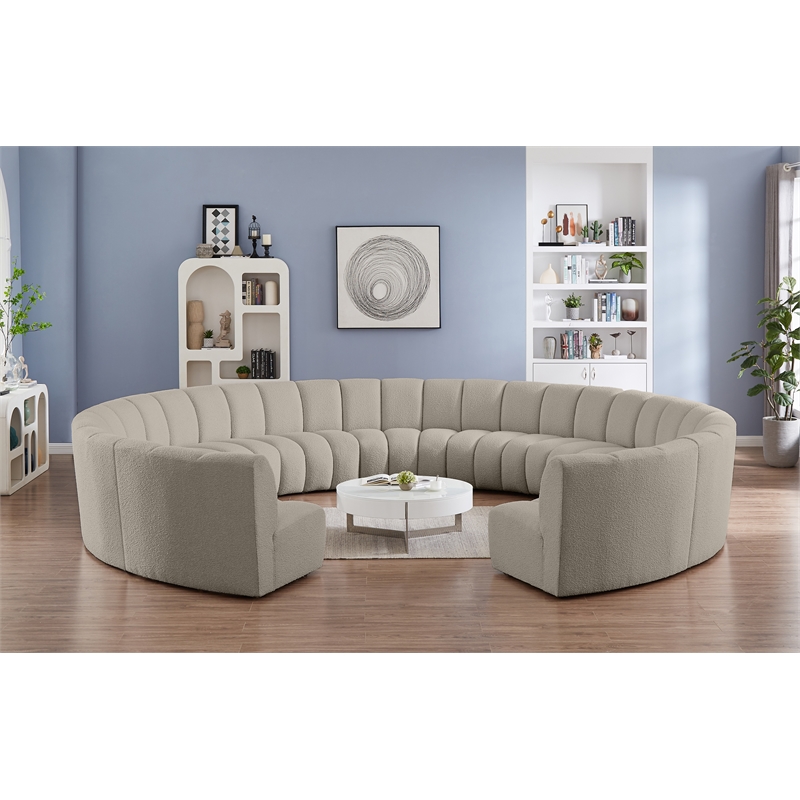 Meridian Furniture Infinity Brown Boucle Fabric 11pc. Modular Sectional