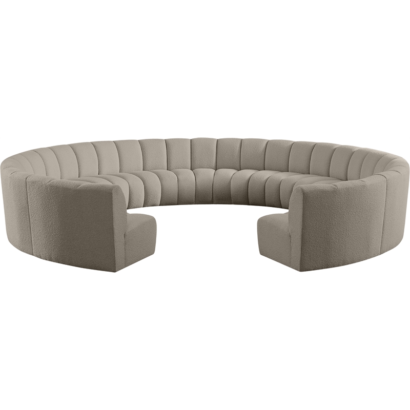 Meridian Furniture Infinity Brown Boucle Fabric 11pc. Modular Sectional
