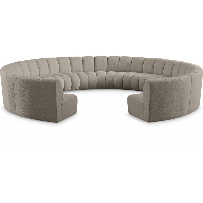 Meridian Furniture Infinity Brown Boucle Fabric 11pc. Modular Sectional
