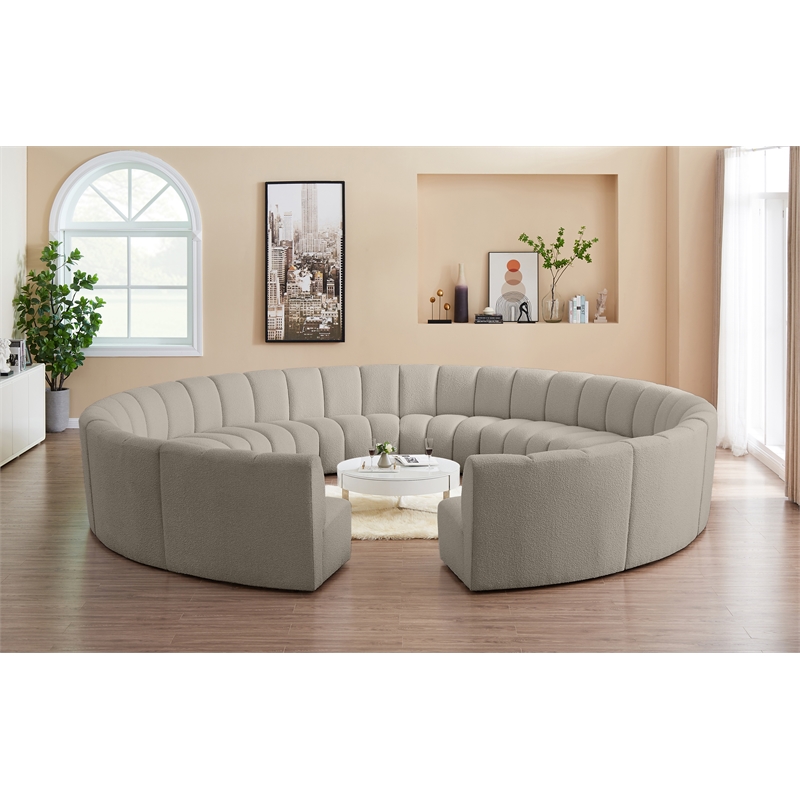 Meridian Furniture Infinity Brown Boucle Fabric 12pc. Modular Sectional