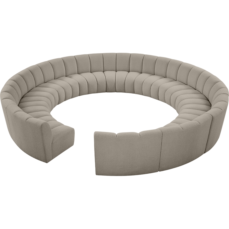Meridian Furniture Infinity Brown Boucle Fabric 12pc. Modular Sectional