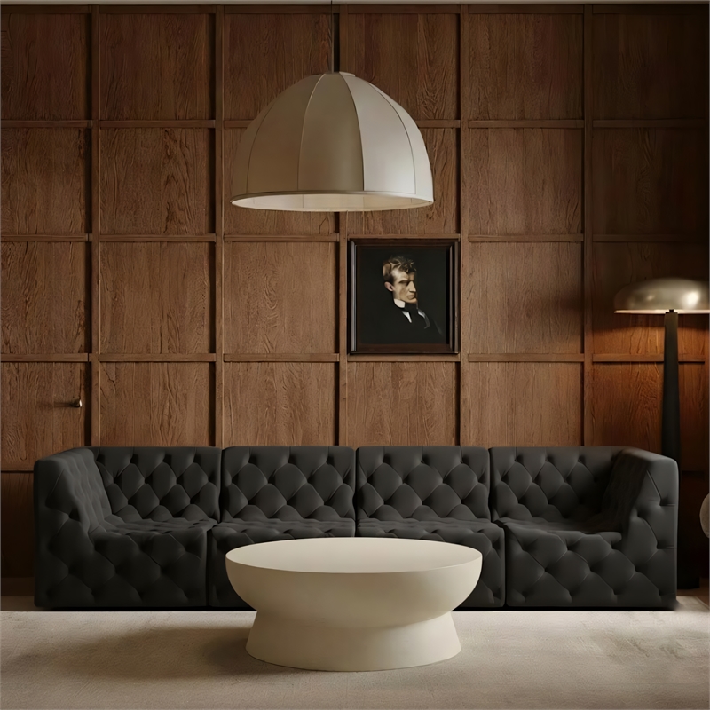 Meridian Furniture Tuft Black Velvet Modular Sofa