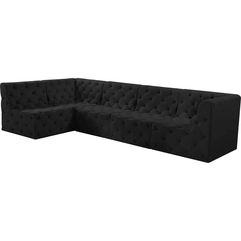 Meridian Furniture Tuft Black Velvet Modular Sectional