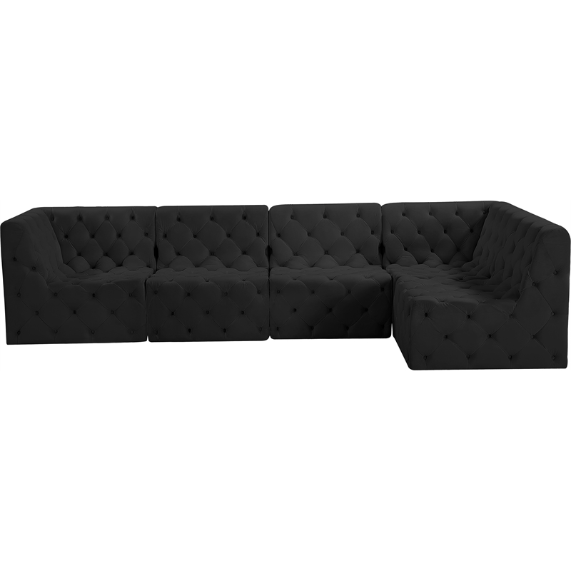 Meridian Furniture Tuft Black Velvet Modular Sectional