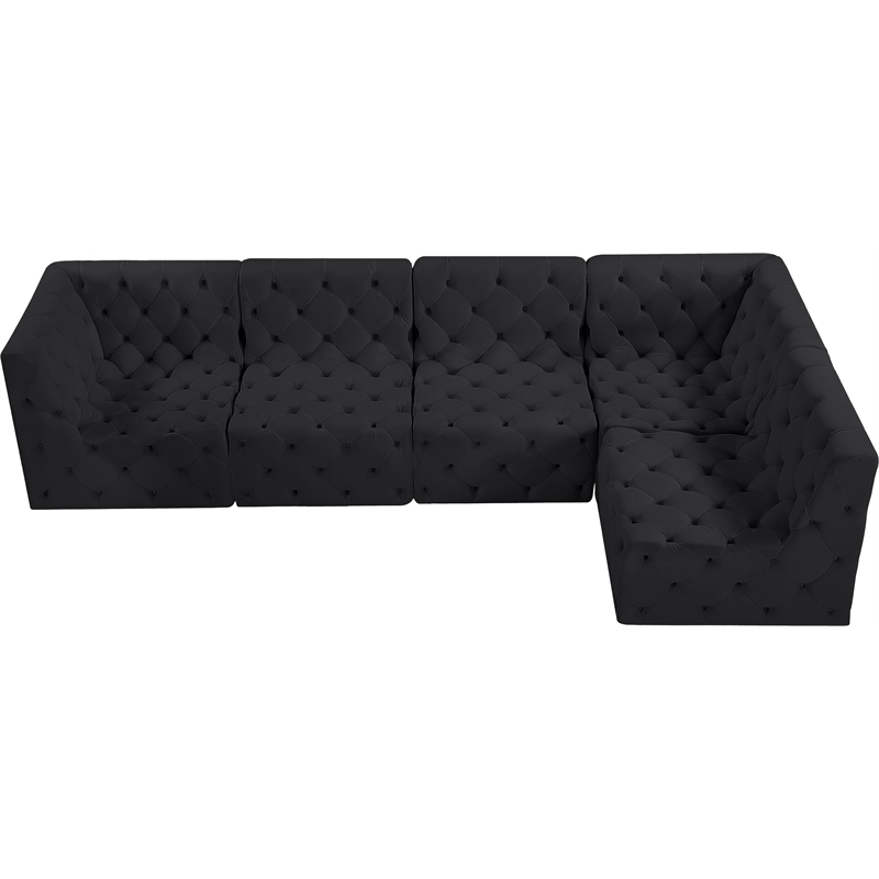 Meridian Furniture Tuft Black Velvet Modular Sectional