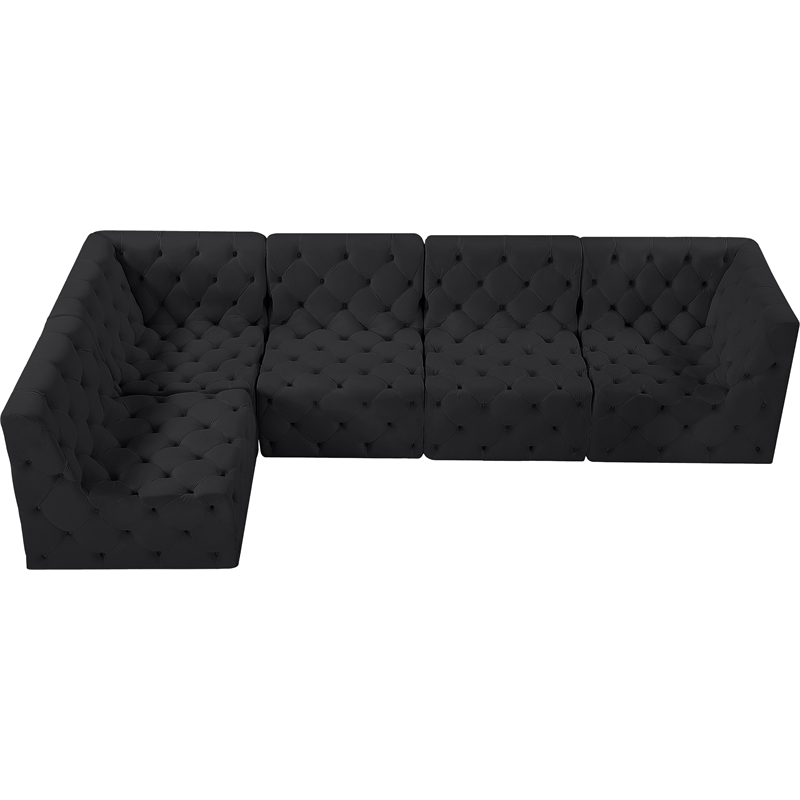 Meridian Furniture Tuft Black Velvet Modular Sectional