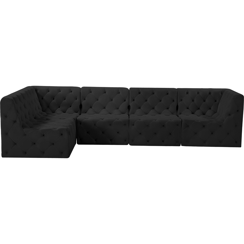 Meridian Furniture Tuft Black Velvet Modular Sectional