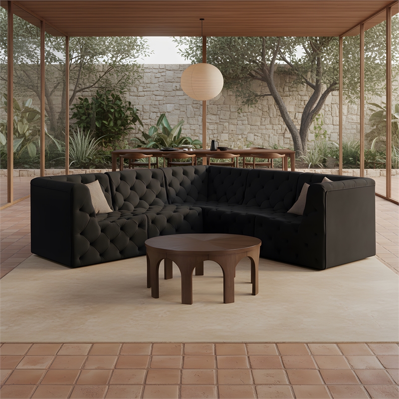 Meridian Furniture Tuft Black Velvet Modular Sectional