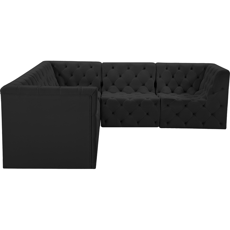 Meridian Furniture Tuft Black Velvet Modular Sectional