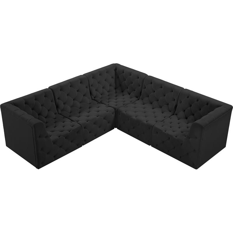 Meridian Furniture Tuft Black Velvet Modular Sectional