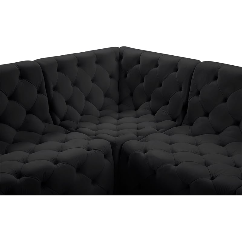 Meridian Furniture Tuft Black Velvet Modular Sectional