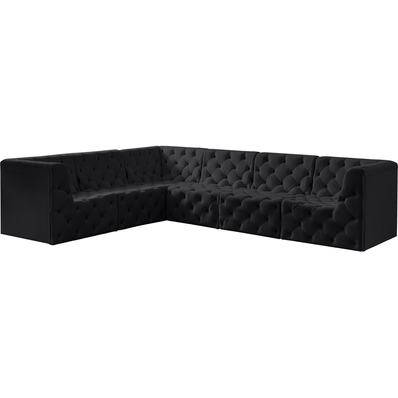 Meridian Furniture Tuft Black Velvet Modular Sectional