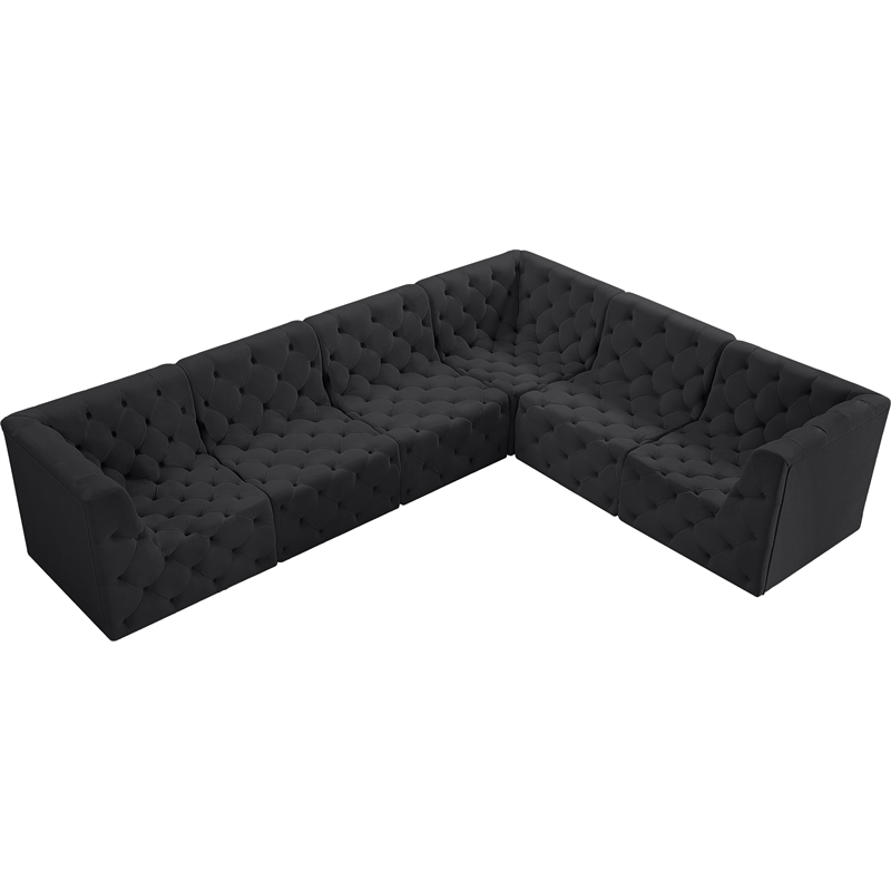 Meridian Furniture Tuft Black Velvet Modular Sectional