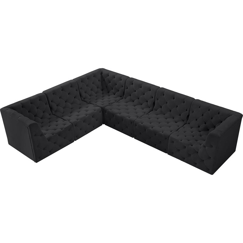 Meridian Furniture Tuft Black Velvet Modular Sectional