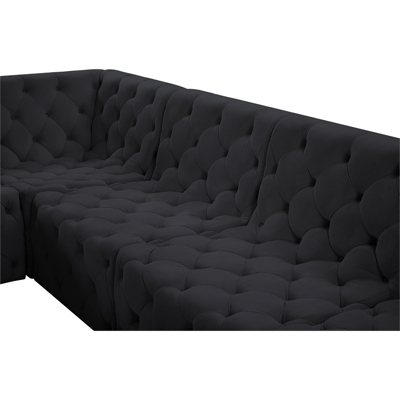 Meridian Furniture Tuft Black Velvet Modular Sectional