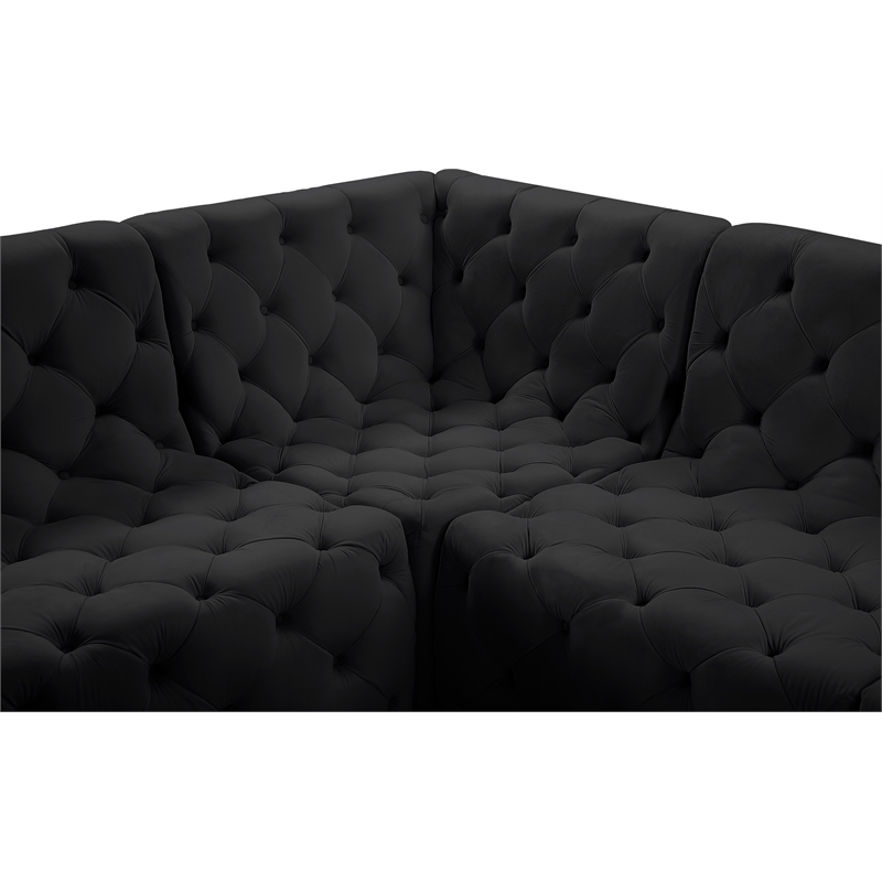 Meridian Furniture Tuft Black Velvet Modular Sectional