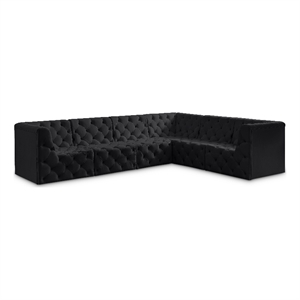 Meridian Furniture Tuft Black Velvet Modular Sectional
