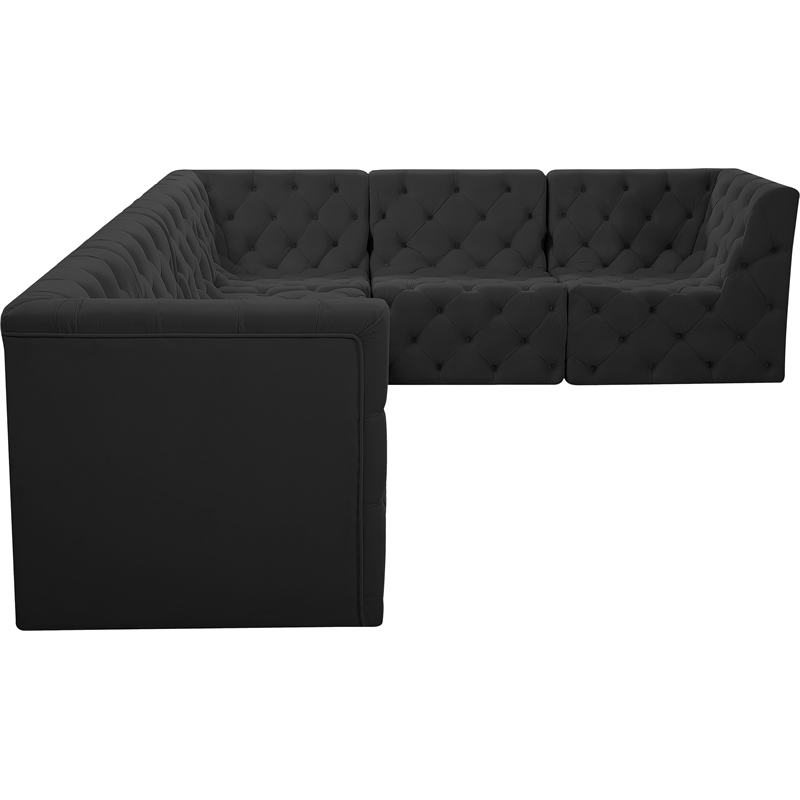 Meridian Furniture Tuft Black Velvet Modular Sectional