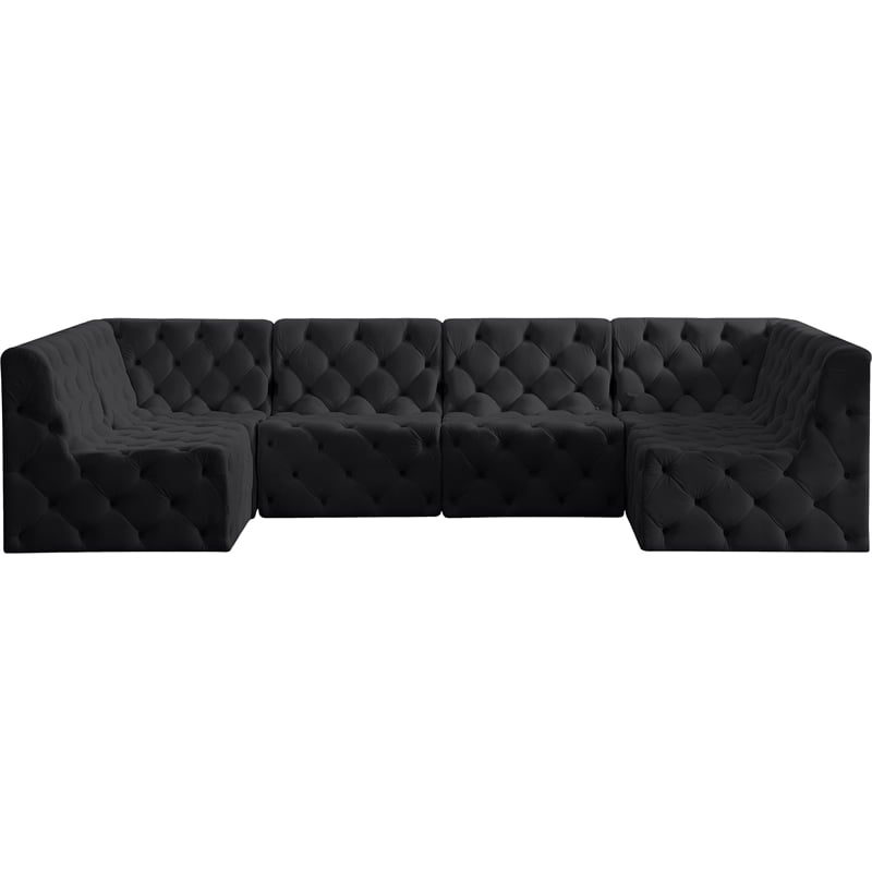 Meridian Furniture Tuft Black Velvet Modular Sectional