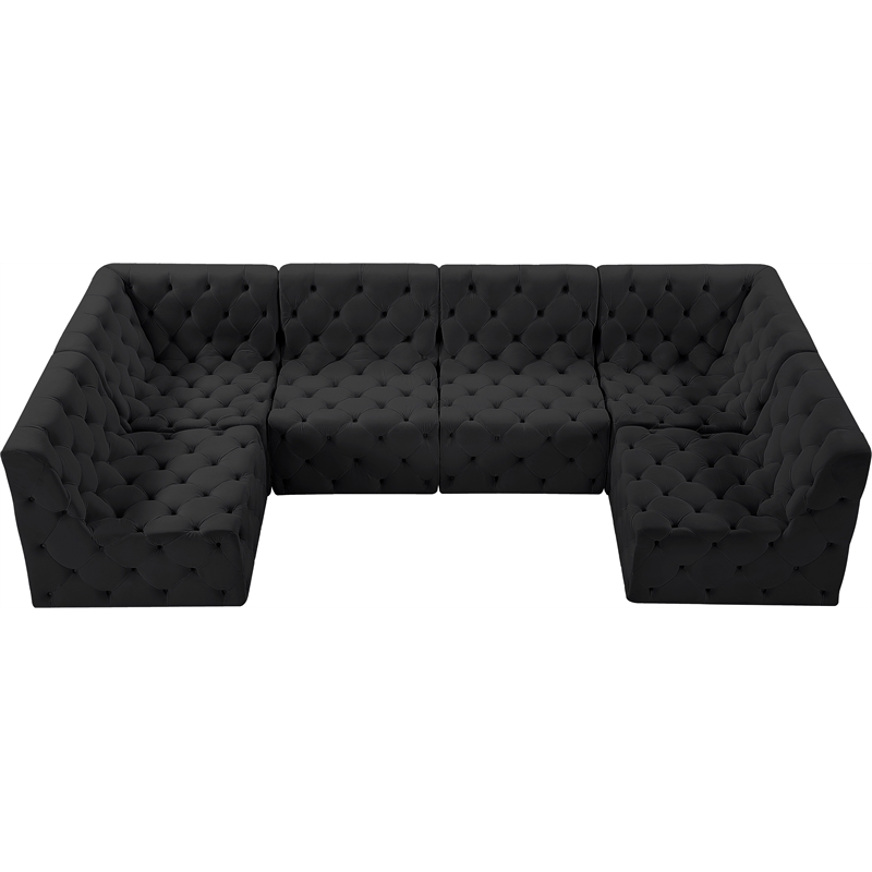Meridian Furniture Tuft Black Velvet Modular Sectional