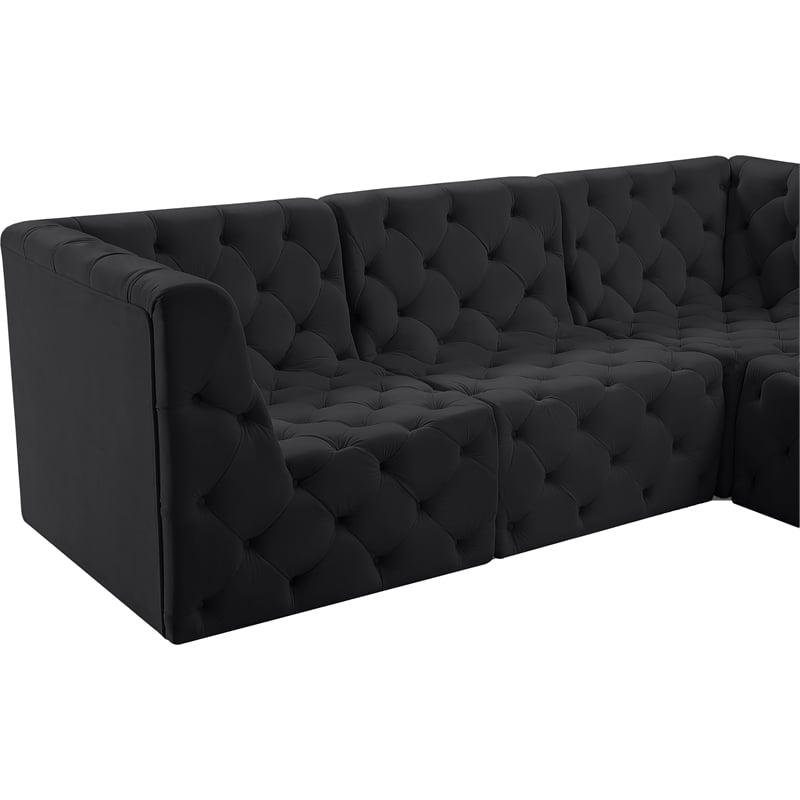 Meridian Furniture Tuft Black Velvet Modular Sectional