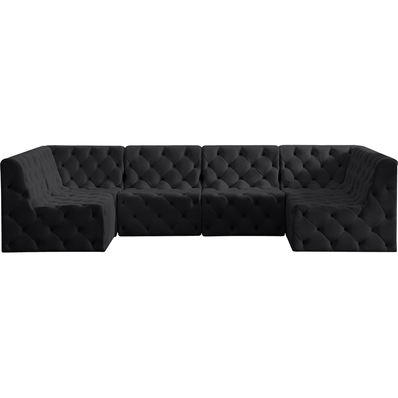 Meridian Furniture Tuft Black Velvet Modular Sectional