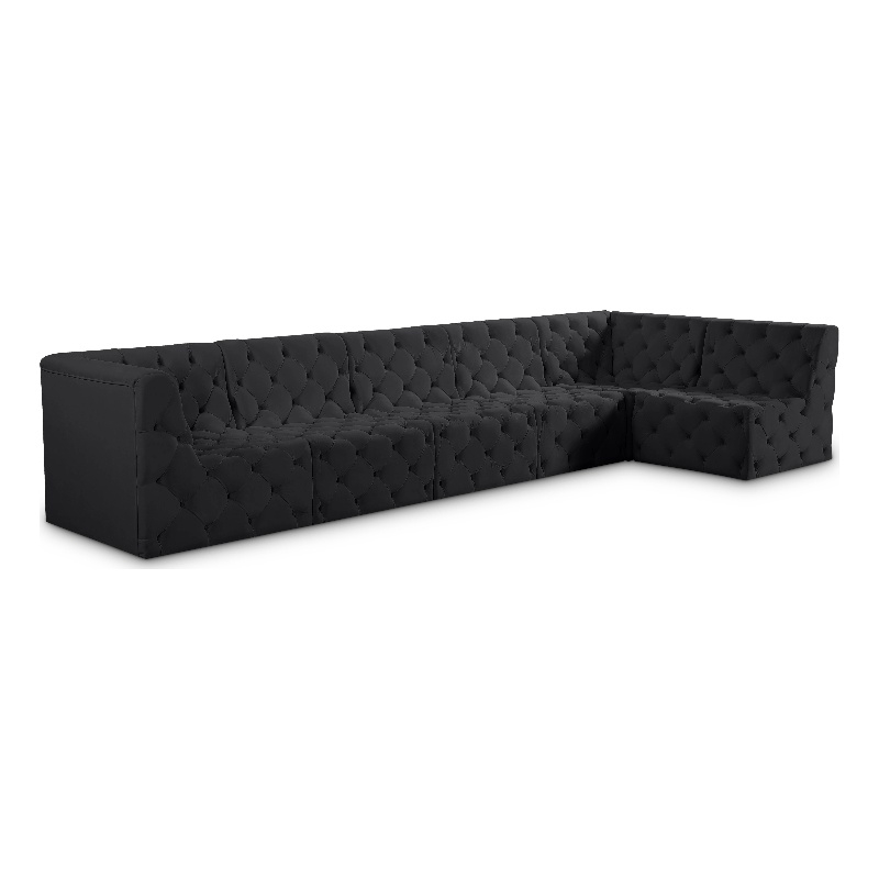 Meridian Furniture Tuft Black Velvet Modular Sectional