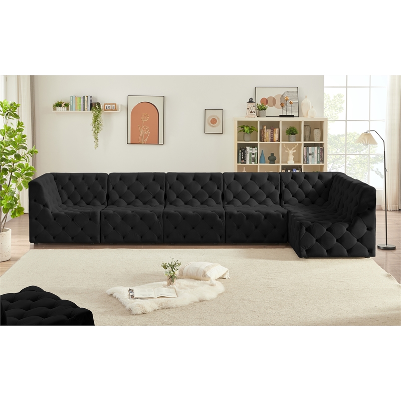 Meridian Furniture Tuft Black Velvet Modular Sectional
