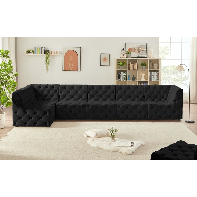 Meridian Furniture Tuft Black Velvet Modular Sectional