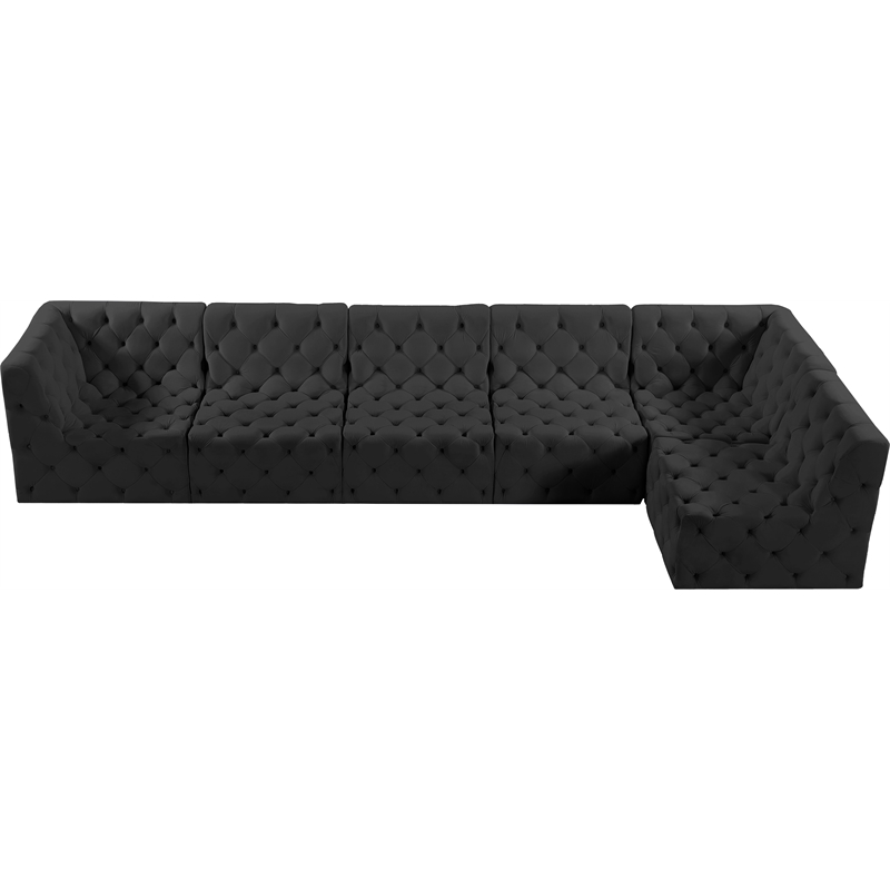 Meridian Furniture Tuft Black Velvet Modular Sectional