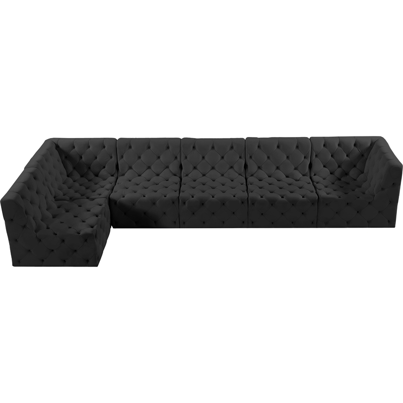 Meridian Furniture Tuft Black Velvet Modular Sectional