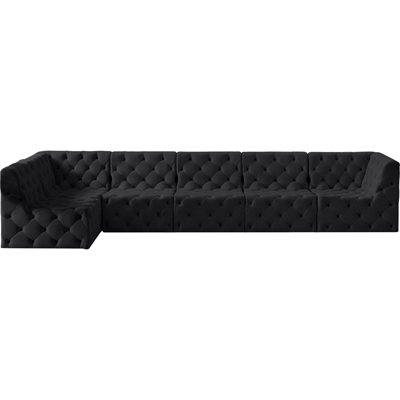 Meridian Furniture Tuft Black Velvet Modular Sectional
