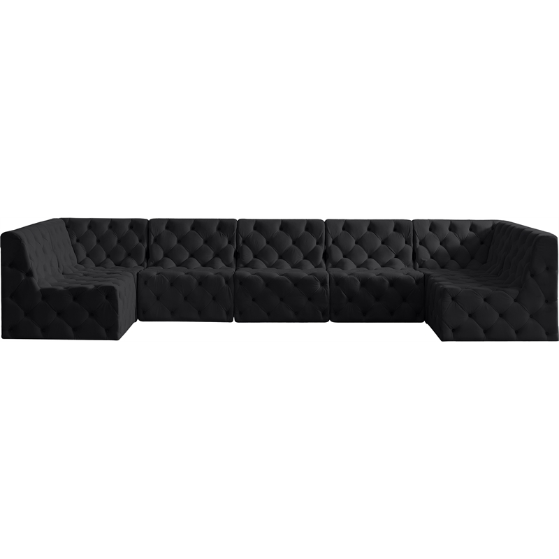 Meridian Furniture Tuft Black Velvet Modular Sectional