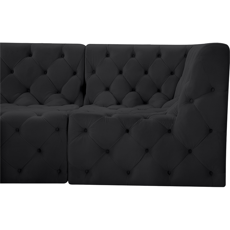 Meridian Furniture Tuft Black Velvet Modular Sectional