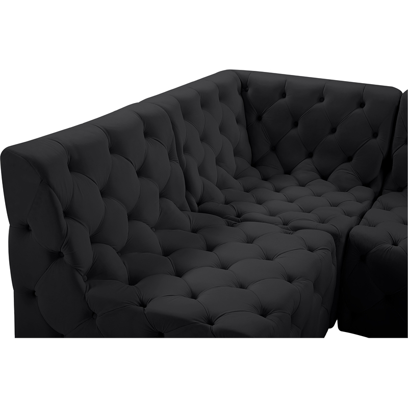 Meridian Furniture Tuft Black Velvet Modular Sectional
