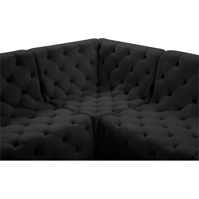 Meridian Furniture Tuft Black Velvet Modular Sectional