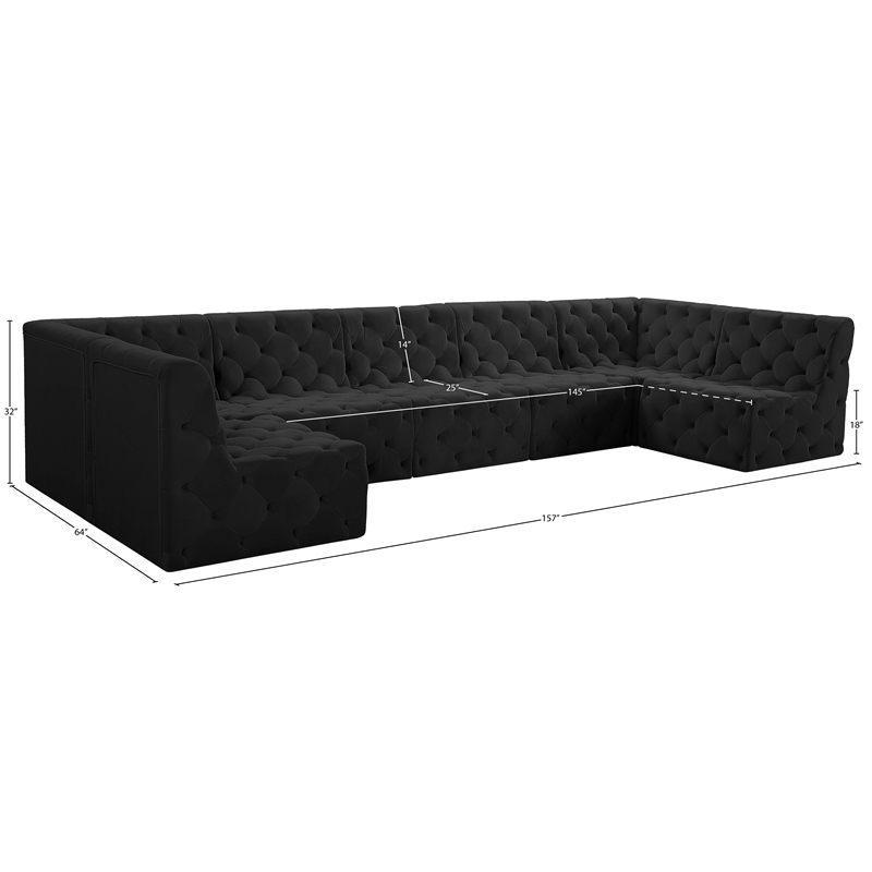 Meridian Furniture Tuft Black Velvet Modular Sectional