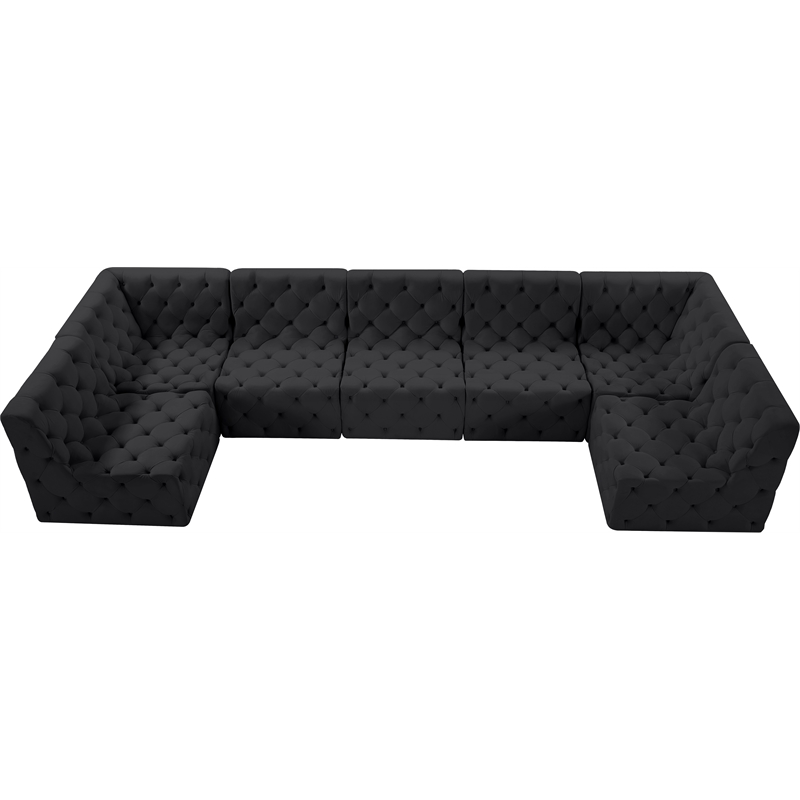 Meridian Furniture Tuft Black Velvet Modular Sectional