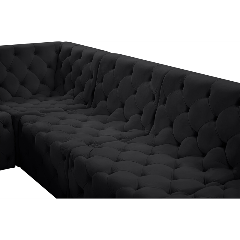 Meridian Furniture Tuft Black Velvet Modular Sectional