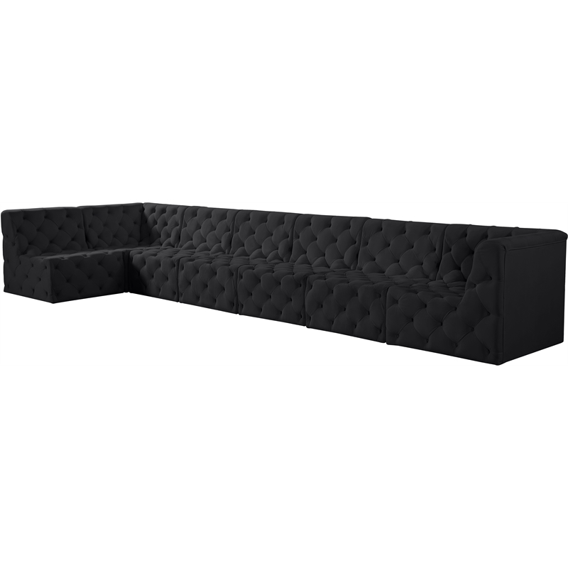 Meridian Furniture Tuft Black Velvet Modular Sectional