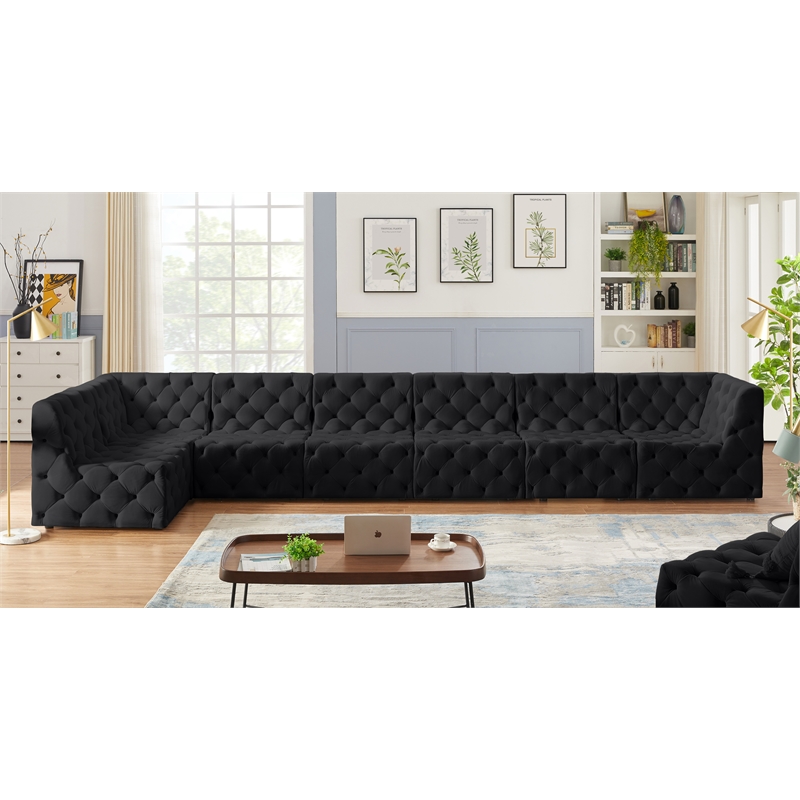 Meridian Furniture Tuft Black Velvet Modular Sectional