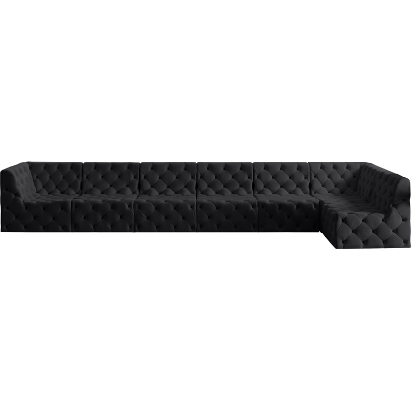 Meridian Furniture Tuft Black Velvet Modular Sectional