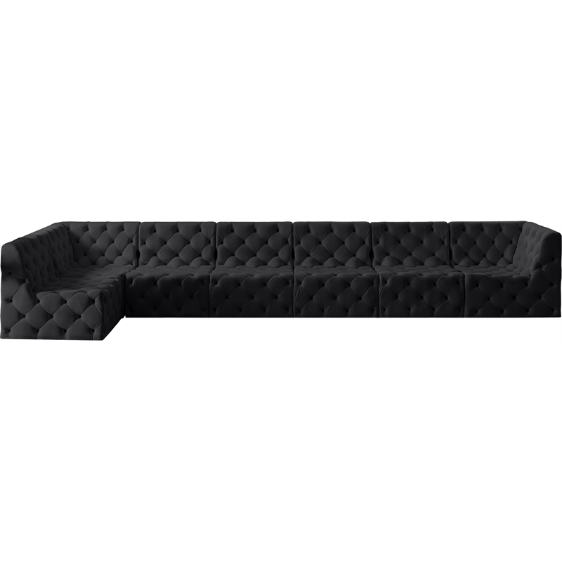 Meridian Furniture Tuft Black Velvet Modular Sectional