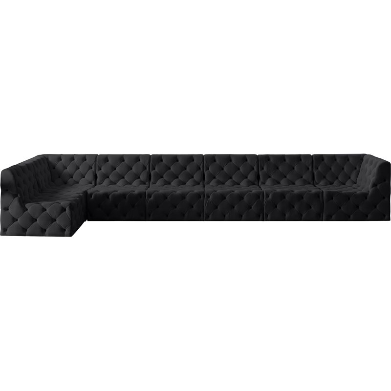 Meridian Furniture Tuft Black Velvet Modular Sectional