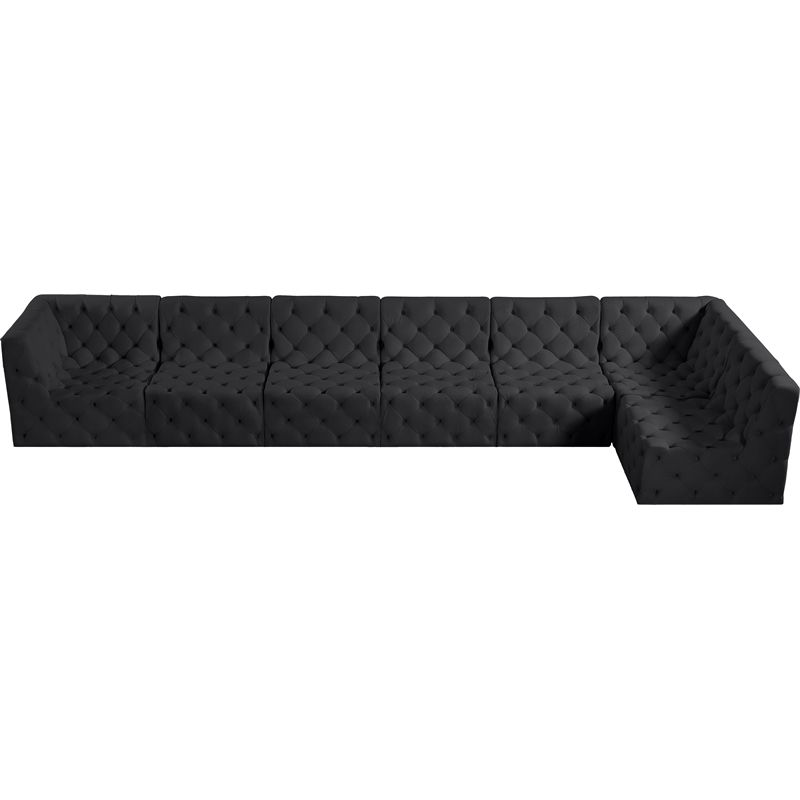 Meridian Furniture Tuft Black Velvet Modular Sectional