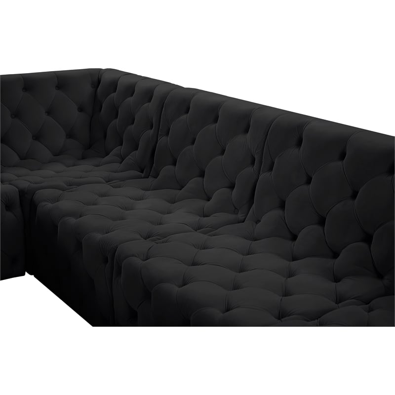 Meridian Furniture Tuft Black Velvet Modular Sectional